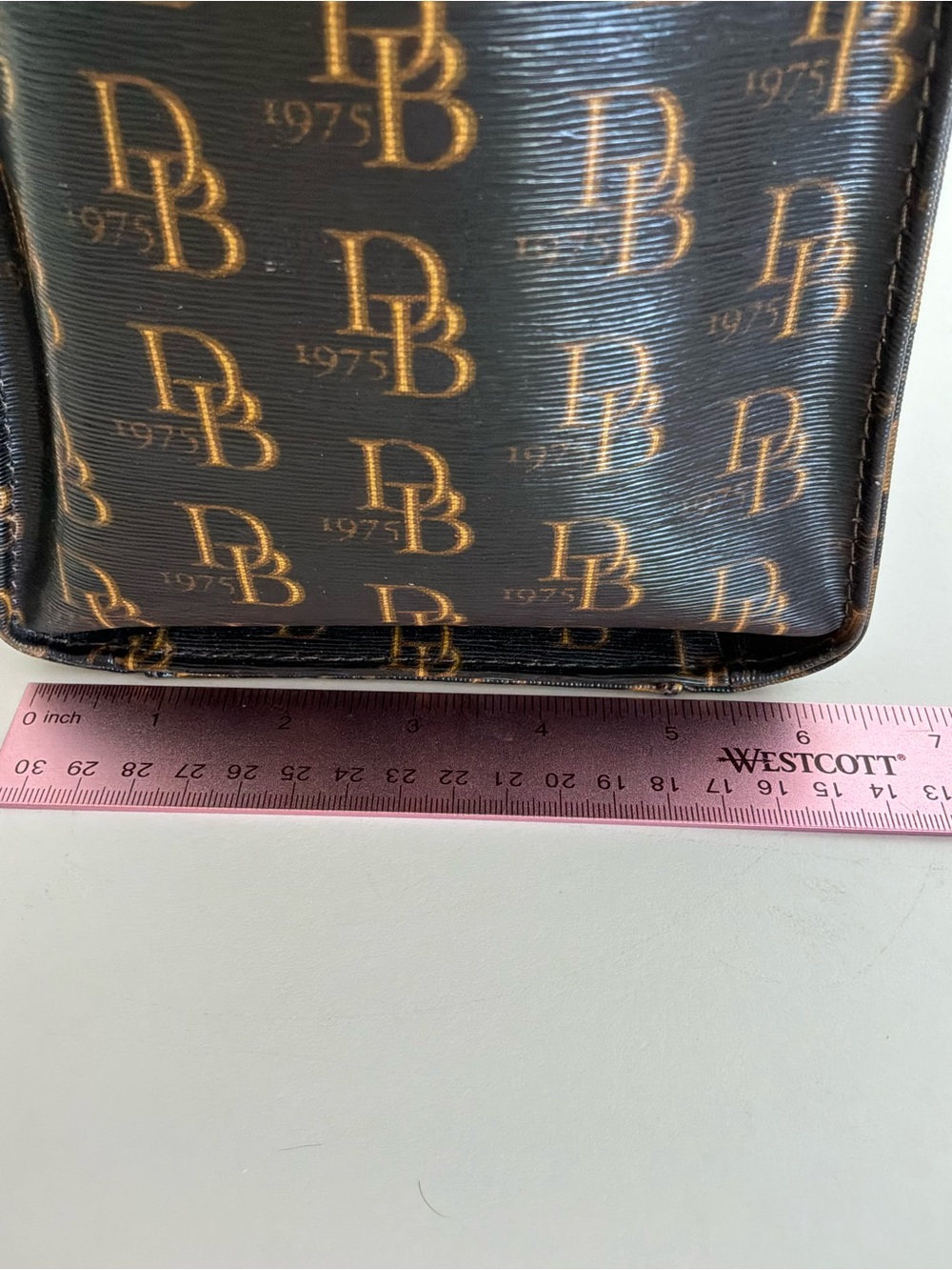 Dooney & Bourke Brown Logo Satchel with Tan Leather Trim and Crossbody Strap - Picture 16 of 16